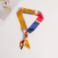 Vintage style multicolored silk ribbon scarf for bag decoration with gold chain pattern - Retro Belt Chain Style (WHSF4179)