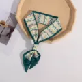 Écharpe en soie twilly géométrique verte style coréen ruban étroit multifonction pour sacs - Impression Pixel Géométrique (WHAC222)