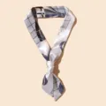 Retro printed skinny silk scarf for women's handbag decoration and versatile neckerchief use. - Dark Blue Hot Air Balloon Illustration Style (WHSF4182)