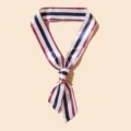 Knotted vintage red and navy blue striped silk ribbon scarf for bag handle decoration - Red White Navy Horizontal Stripe Classic Style (WHSF4187)