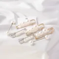 Ensemble d'épingles de sûreté et de broches à perles blanches en tons or et argent - Ensemble de 7 Épingles à Perles Mixtes (WHACS103) / 7 Pièces/Paquet