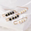 Élégantes broches épingle de sûreté en perles or noir et blanc pour le décolleté - Ensemble de 4 Épingles de Sûreté Dorées (WHACS104) / Lot de 4