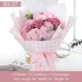 Pink soap flower bouquet featuring 13 roses and 3 carnations for creative gifting - 13 Roses and 3 Carnations (XH-037)