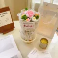 Handmade Crochet Flower Bouquet Knit Rose Sunflower Gift with Tweed Wrapping for Teachers Day - Chanel Style Rose with Teacher Card and Handbag / Pink