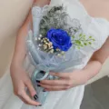 Blue soap rose artificial flower bouquet gift for Valentine Day Mother Day wedding party - Petal Lace OPP Single 5-Layer Bouquet in Blue