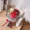Soap rose bouquet artificial flower gift variant red white small bouquet for teachers day - Three Flowers / Red