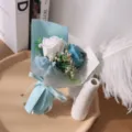 Artificial soap rose flower bouquet gift box romantic home decor blue white color variant - Three Flowers / Blue