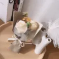 Artificial soap flower bouquet gift for teacher day, elegant decorative rose flower set. - Three Flowers / Champagne