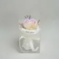 Handmade soap flower gift box, artificial rose bouquet with transparent packaging for teachers day. - Pearl White
