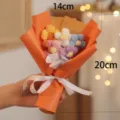 Bouquet di fiori in mini maglia lavorato a mano regalo decorazione per compleanno e festa - Bouquet di fiori all'uncinetto arancione