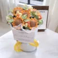 Handmade crochet sunflower bouquet knit flower gift for graduation and special celebrations. - Fruit Bouquet "Top Success" Orange