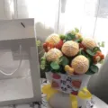 Handmade crochet orange flower bouquet knitted artificial fruit gift for graduation home decor - Fruit Bouquet "Bright Future" Orange