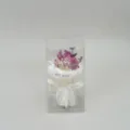 Mini preserved flower bouquet in clear box, pink and white handmade gift for decor. - Purple Baby's Breath