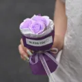 Mini purple soap rose flower bouquet gift for birthday party decor and romantic desktop decoration. - Pocket Bouquet (Light Purple Rose)