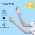 Lange elfenbeinweiße Sonnenschutzärmel für Damen mit exzellenter UPF 50+ UV-Bewertung - Elegantes Grau