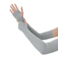 Manchettes de protection solaire en soie glacée grise avec trous pour le sport en plein air. - Gris