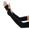 Manchettes de refroidissement anti-UV en soie glacée noire pour sport, respirantes et confortables. - Noir