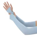 Manchettes de protection solaire en soie glacée pour sport extérieur, anti-UV homme et femme. - Bleu