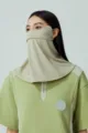 Ensemble masque de protection solaire et haut, tissu respirant en soie de glace pour le cyclisme. - Khaki