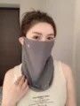 Ice silk sun protection face mask for women and men, full face and neck cover for outdoor. - Dark Gray