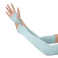 Manchons de protection solaire en soie glacée pour femmes, anti-UV pour sports de plein air. - Bleu