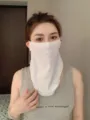 Ice silk sun protection face mask for women and men, full face and neck UV cover shield. - Elegant White