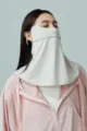 Women ice silk sun protection face mask cycling uv blocking breathable neck cover shield - Off White