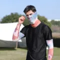Men's UV protection sun sleeves and face mask set, breathable outdoor cycling arm cover. - Orange Cloud Adventure