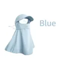 Masque de protection solaire intégrale en soie glacée bleue avec protège-nuque pour femme - Bleu