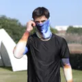 Summer sun protection ice silk sleeves and face mask set for men, breathable uv-resistant. - Blue Thunder Cloud
