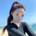 Ice silk sun protection face mask full face UV block breathable facekini for women outdoor sports - Gray