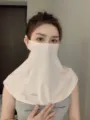 Ice silk sun protection face mask for women and men, UV blocking full face and neck cover. - Soft Pink