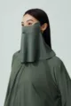 Green ice silk sun protection face mask and neck cover for women, UV blocking cycling gear. - Army Green