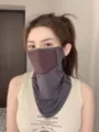 Protective dark grey mesh sun protection face mask with cooling neck guard for women - Cloud Carbon Gray