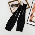 Manches de protection solaire en soie glacée noire pour conduite vélo d'été sport respirant. - 53+13 cm / Noir