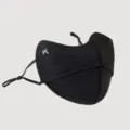 Schwarze 3D Sonnenschutz Gesichtsmaske mit silberner Schleife, atmungsaktive Eisseide, UV. - Schwarze Schleife