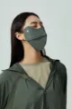Breathable dark olive green UV protection cooling nylon face mask for summer outdoor use - Short / Dark Green With Snowflake