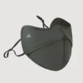 Dunkelgrüne Sonnenschutz Gesichtsmaske mit Schleife, atmungsaktives Facekini für Damen. - Dunkelgrüne Schleife