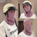 Winter fleece balaclava windproof face mask cycling neck warmer thermal hood for outdoor - Purple