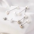 Assorted pearl and silver bead safety brooches for shirt collars and waist cinching - Black & White Pearl Pin 6-Piece Set (WHACS111)