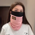 Winter fleece windproof face mask and neck gaiter for outdoor cycling and skiing warmth. - One Size / Pink