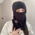 Thick black fleece balaclava face mask and neck warmer for winter outdoor sports cycling - One Size / WHHT278 (Version 1.3) / Black