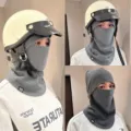 Winter fleece balaclava windproof warm face mask cycling neck gaiter hat for outdoor sports - Gray