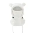 Cute White Bear Ear Fleece Balaclava Kids Winter Warm Windproof Hooded Scarf Hat Soft - 3-10 Years / White