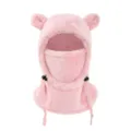 Cute baby winter warm fleece balaclava hat with cute bear ears windproof face mask pink - 3-10 Years / Pink