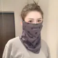 Masque facial d'hiver coupe-vent épaissi pour femmes, cache-cou suspendu aux oreilles. - Taille unique / Étiquette lettre semi-circulaire WHHT542 - Gris clair