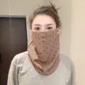 Masque facial coupe-vent et tour de cou pour femme, équipement d'hiver marron à pois. - Taille unique / WHHT542 à pois 'Sure' - Café