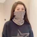 Women houndstooth neck gaiter winter warm cycling face mask scarf black and white variant - One Size / WHHT268 Black & Khaki - Houndstooth