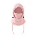 Cozy pink plush balaclava for kids featuring integrated hood scarf and face mask - L (Adult) / Pink