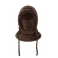 Cagoule en peluche marron pour enfants avec cordon de serrage pour la chaleur d'hiver - S (3-10 Ans) / Café
